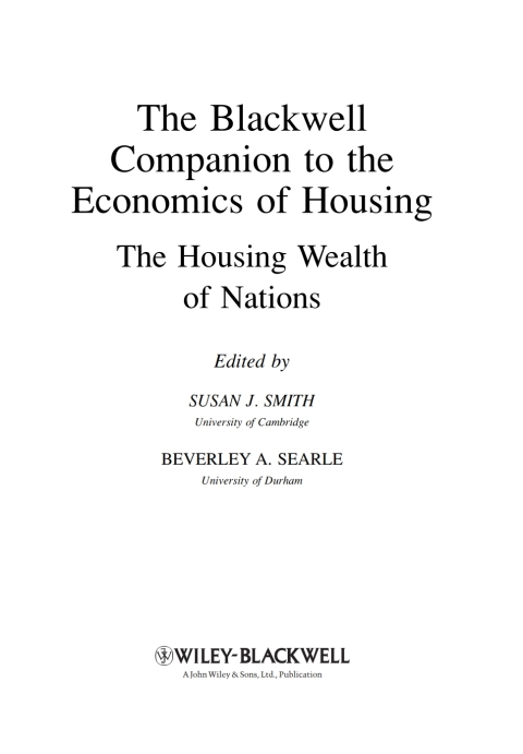 Cover image for book The Blackwell Companion to the Economics of Housing