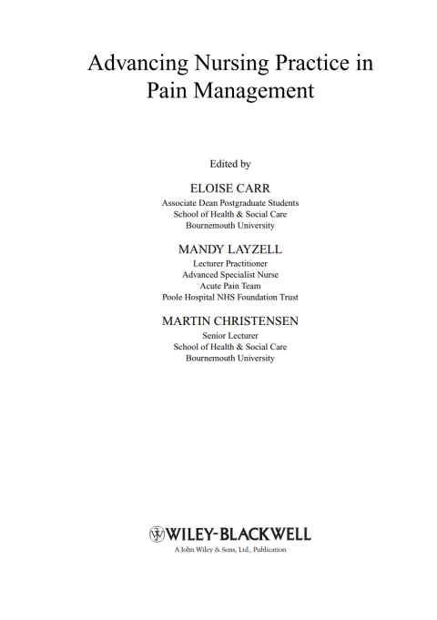 Cover image for book Advancing Nursing Practice in Pain Management