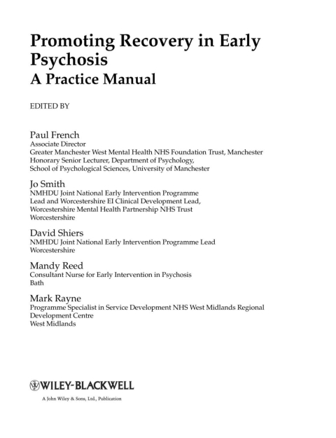 Promoting Recovery in Early Psychosis 