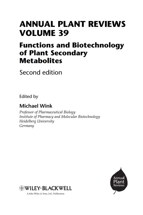 Cover image for book Annual Plant Reviews, Functions and Biotechnology of Plant Secondary Metabolites
