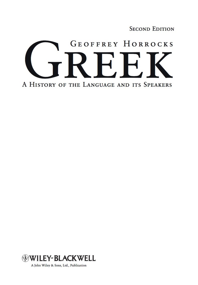 Greek a History of the Language and Its Speakers