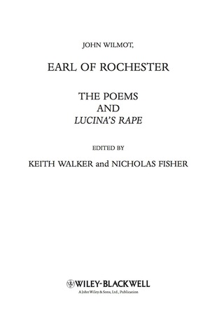 John Wilmot Earl of Rochester the Poems and Lucinas Rape