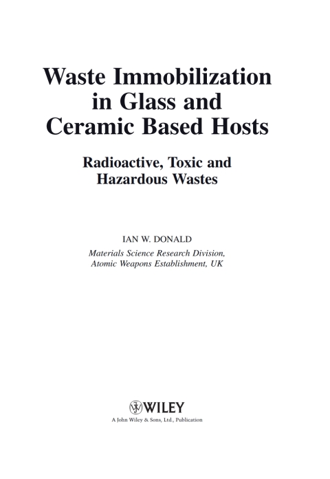 Cover image for book Waste Immobilization in Glass and Ceramic Based Hosts