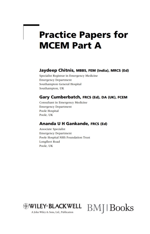Cover image for book Practice Papers for MCEM Part A