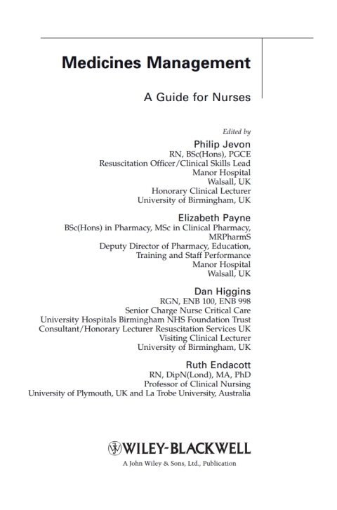 Cover image for book Medicines Management: A Guide for Nurses