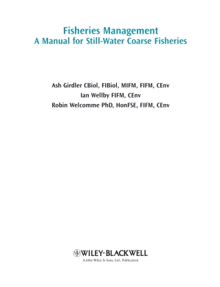 Fisheries Management: A Manual for Still-Water Coarse Fisheries