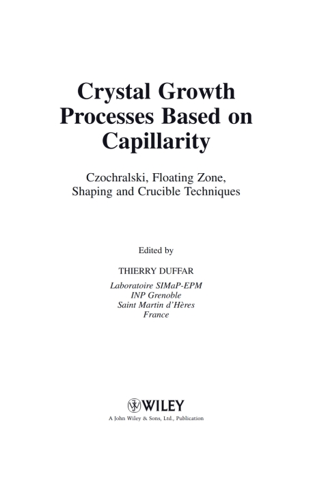 Cover image for book Crystal Growth Processes Based on Capillarity