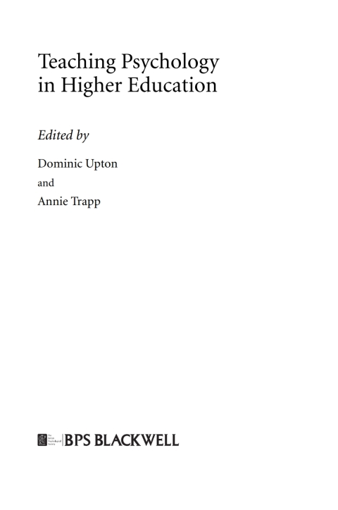 Cover image for book Teaching Psychology in Higher Education