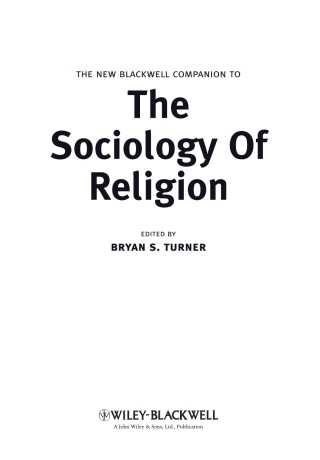 The New Blackwell Companion to the Sociology of Religion