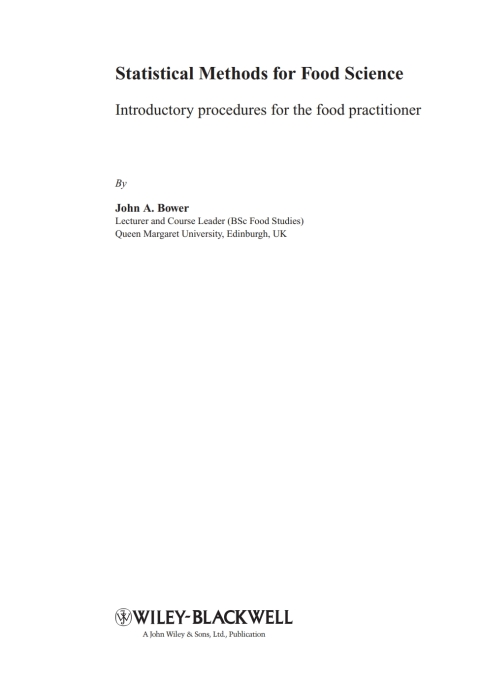 Cover image for book Statistical Methods for Food Science