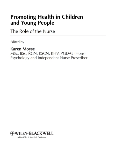 Cover image for book Promoting Health in Children and Young People