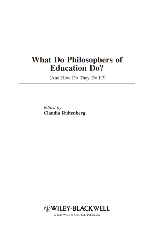 Cover image for book What Do Philosophers of Education Do?