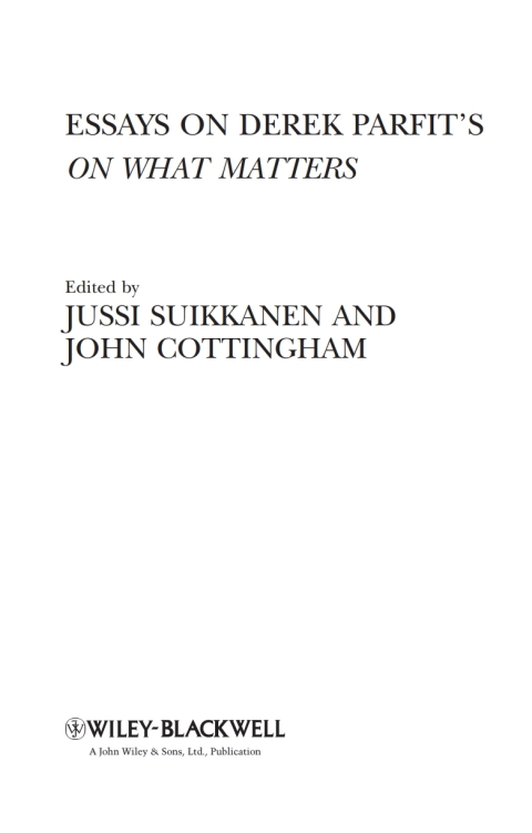 Cover image for book Essays on Derek Parfit's On What Matters