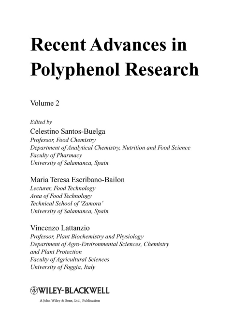 Cover image for book Recent Advances in Polyphenol Research