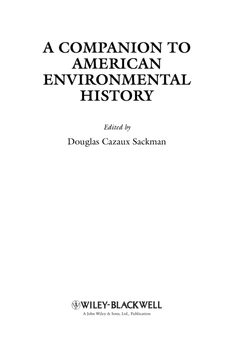 Cover image for book A Companion to American Environmental History