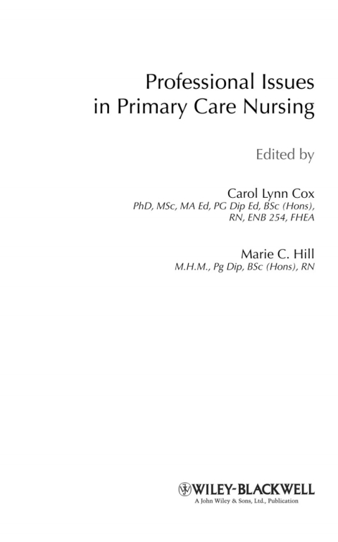 Cover image for book Professional Issues in Primary Care Nursing