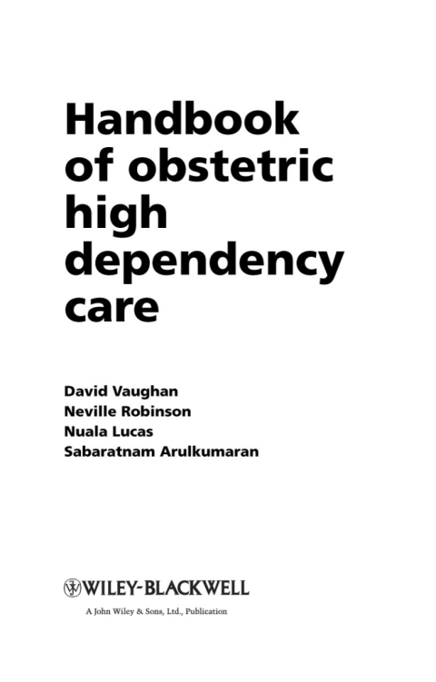 Cover image for book Handbook of Obstetric High Dependency Care
