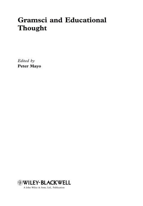 Cover image for book Gramsci and Educational Thought