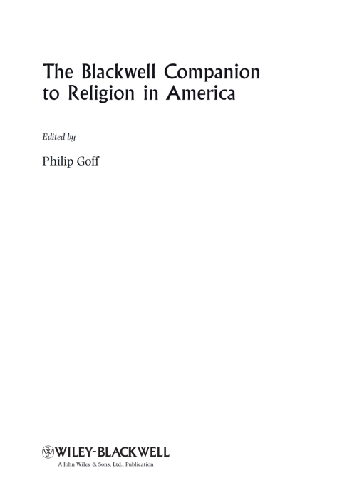 Cover image for book The Blackwell Companion to Religion in America