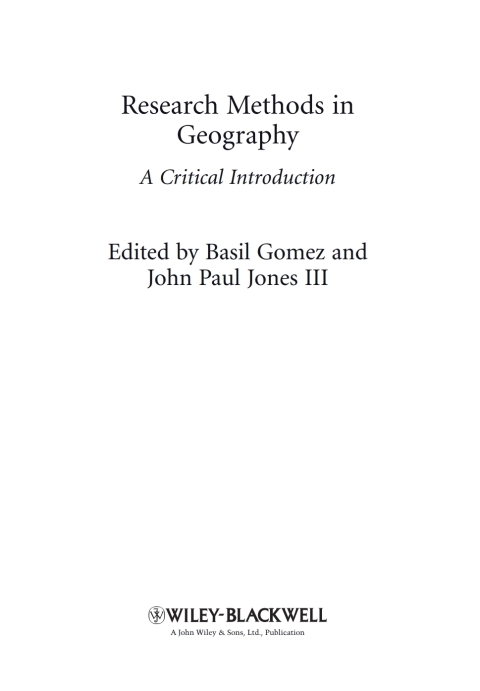 Cover image for book Research Methods in Geography: A Critical Introduction