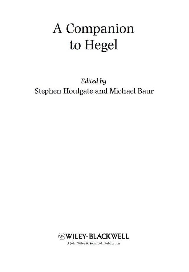 A Companion to Hegel
