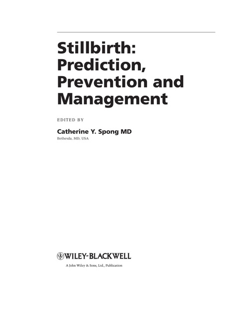 Cover image for book Stillbirth: Prediction, Prevention and Management
