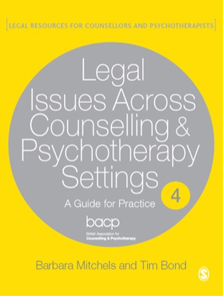 Legal Issues Across Counselling and Psychotherapy Settings a Guide for Practice