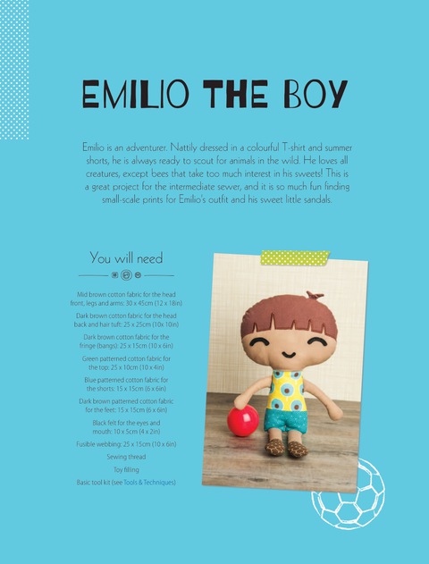 Emilio the Boy Soft Toy Pattern 
