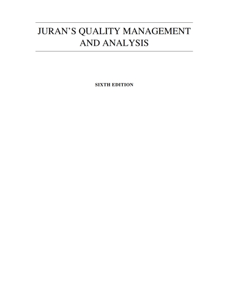 Juran's Quality Management and Analysis