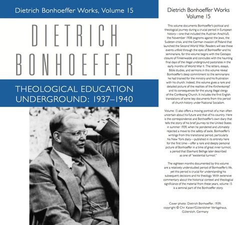 Cover image for book Theological Education Underground 1937-1940 DBW 15