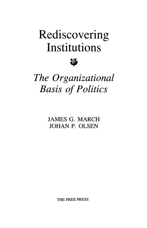 Cover image for book Rediscovering Institutions
