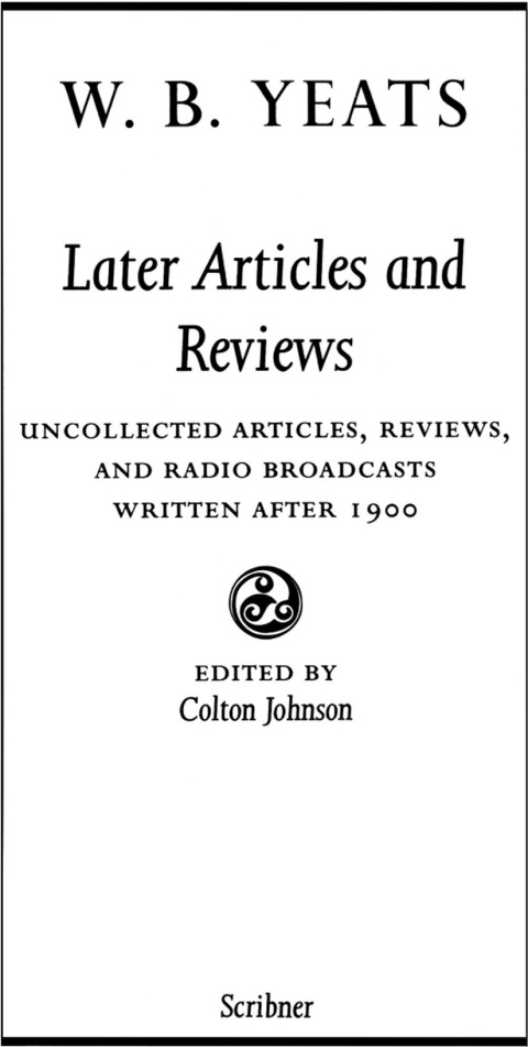 Cover image for book The Collected Works of W.B. Yeats Vol X: Later Article
