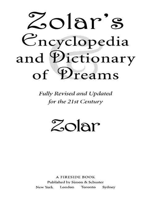 Cover image for book Zolar's Encyclopedia and Dictionary of Dreams