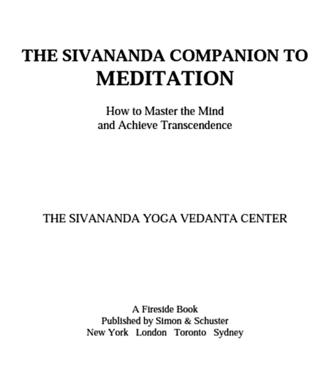 Cover image for book The Sivananda Companion to Meditation