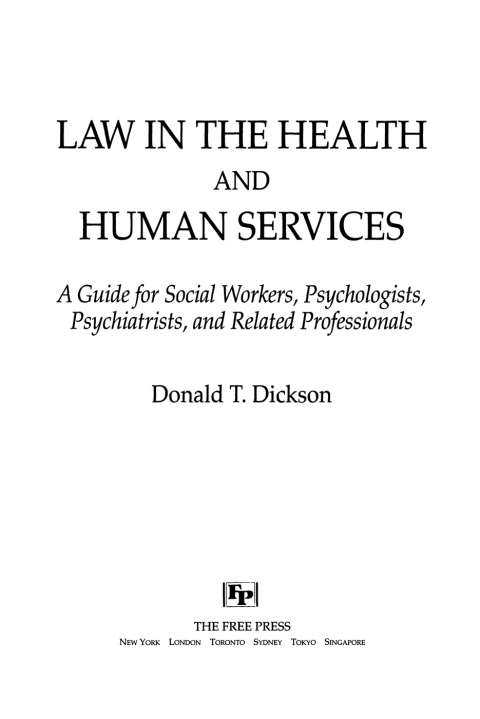Cover image for book Law in the Health and Human Services