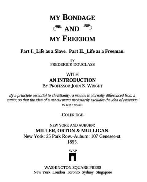Cover image for book My Bondage and My Freedom