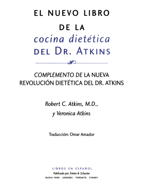 Cover image for book El Nuevo Libro de Cocina Dietetica del Dr. Atkins