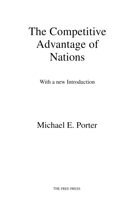 Cover image for book Competitive Advantage of Nations
