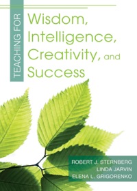 Cover image: Teaching for Wisdom, Intelligence, Creativity, and Success 1st edition 9781412964531