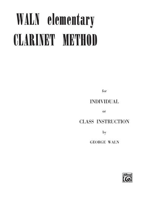 Cover image for book Waln Elementary Clarinet Method