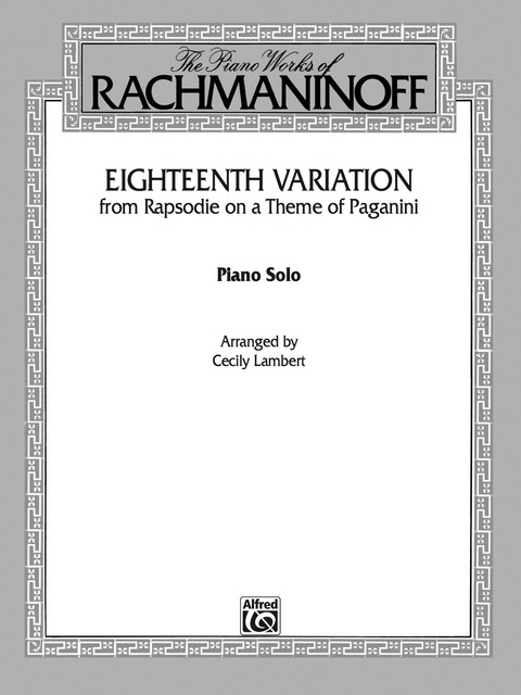 Cover image for book Eighteenth Variation "(Rhapsodie on a Theme of Paganini)": Late Intermediate Piano Solo