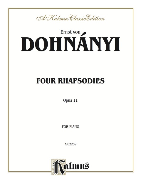 Cover image for book 4 Rhapsodies, Op. 11: For Piano