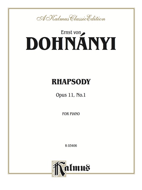 Cover image for book Rhapsody, Opus 11, No. 1: For Advanced Piano Solo