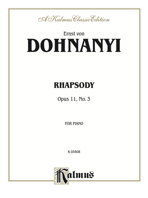 Cover image for book Rhapsody, Opus 11, No. 3: For Advanced Piano Solo