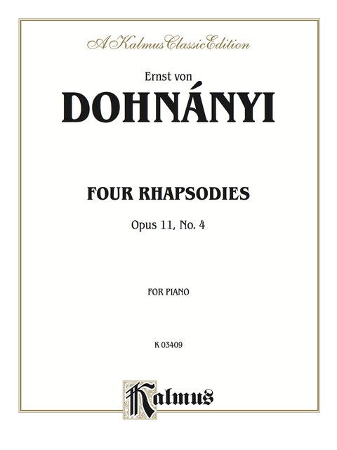 Cover image for book Rhapsody, Opus 11, No. 4: For Advanced Piano Solo