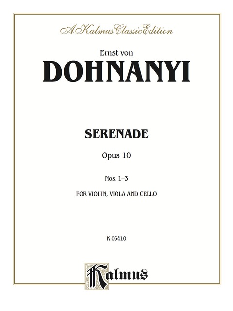 Cover image for book Serenade, Opus 10 : String Trio - Violin, Viola and Cello