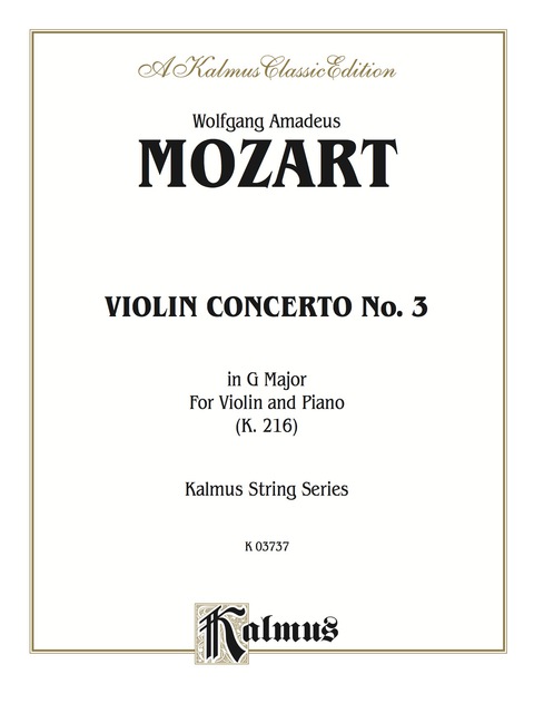 Cover image for book Violin Concerto No. 3 in G Major, K. 216: Violin Solo with Piano