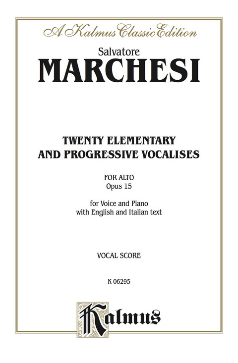 Cover image for book Twenty Elementary and Progressive Vocalises, Op. 15: Vocal Method for Alto Voice