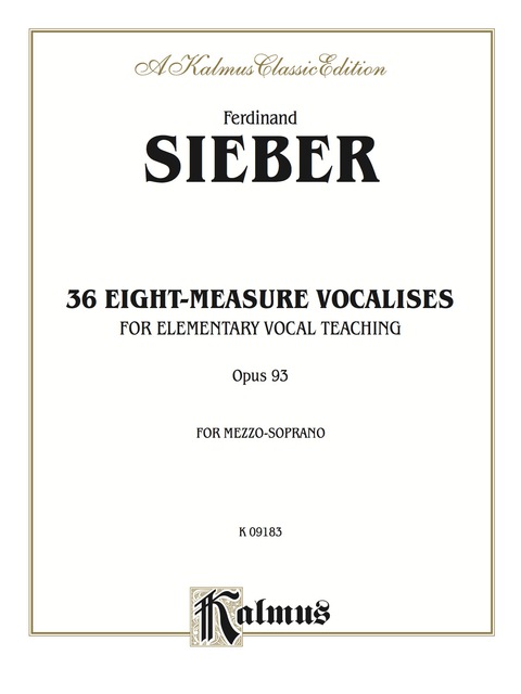 Cover image for book 36 Eight-Measure Vocalises for Elementary Teaching, Opus 93: For Mezzo-Soprano Voice