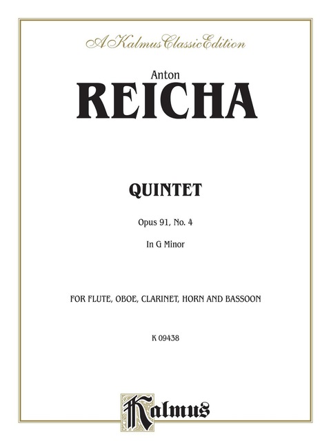 Cover image for book Quintet in D Minor, Opus 91, No. 4: For Flute, Oboe, Clarinet in C, Horn and Bassoon